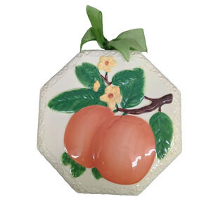 Avon Peach Decorative Mold Fruit Wall Hanging Decor Ceramic With BOX